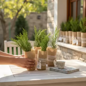 Leylandi Çam Fidanı Hediyelik Jüt Süslemeli